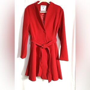 Allegra K Vibrant Red collarless coat NWT